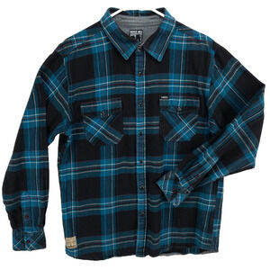 Snap Flannel Shirt Matix Mike Mo Collab Men’s Large Blue Black Plaid Skatewear
